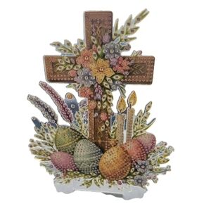 Diamond Painting Art DIY 5D Easter Cross Eggs Candle Tabletop Ornament Kit